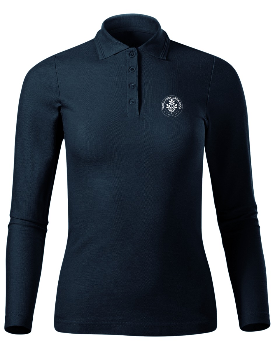 Naiste pikkade varrukatega polosärk, tumesinine