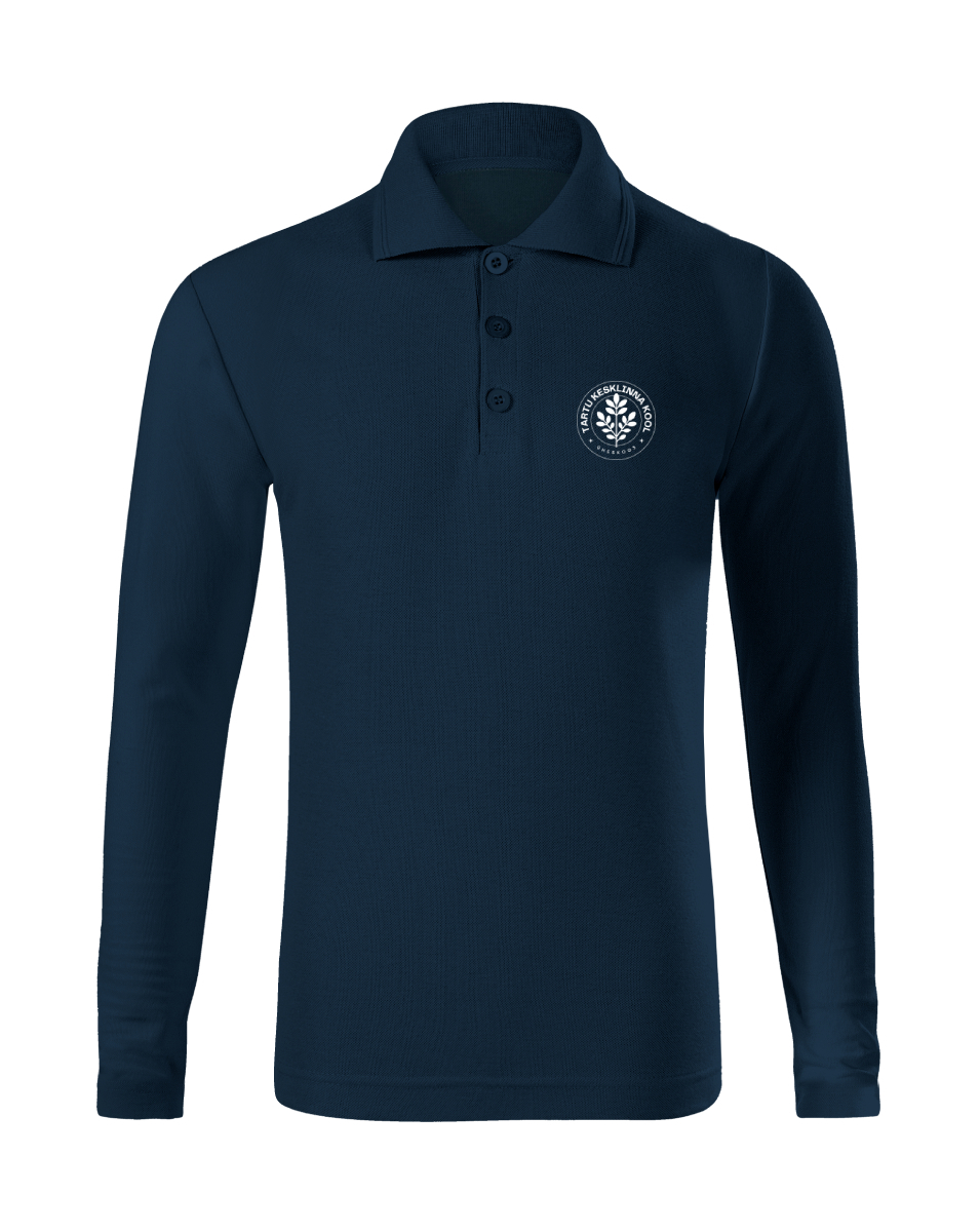 Laste kitsas pikkade varrukatega polosärk, tumesinine