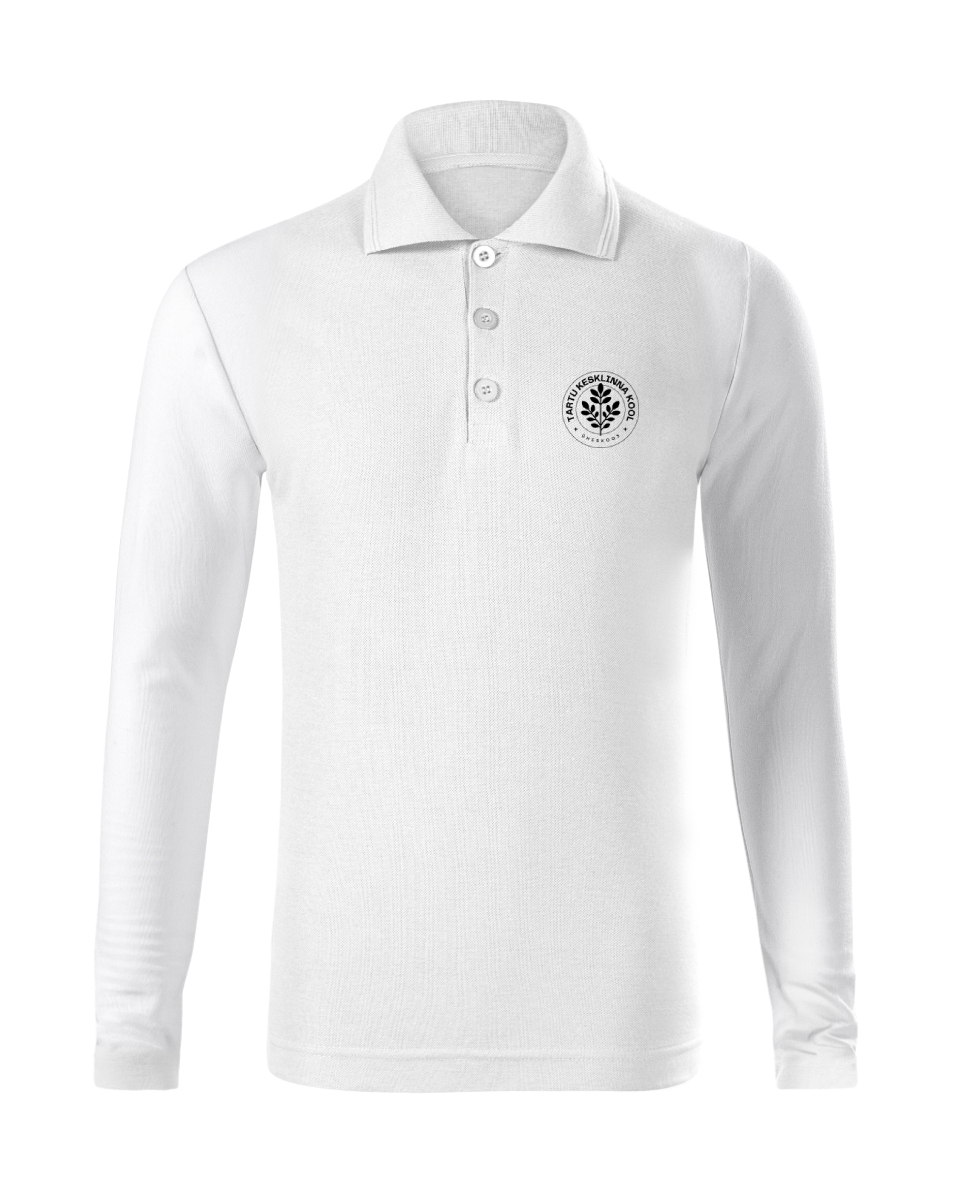 Laste kitsas pikkade varrukatega polosärk, valge