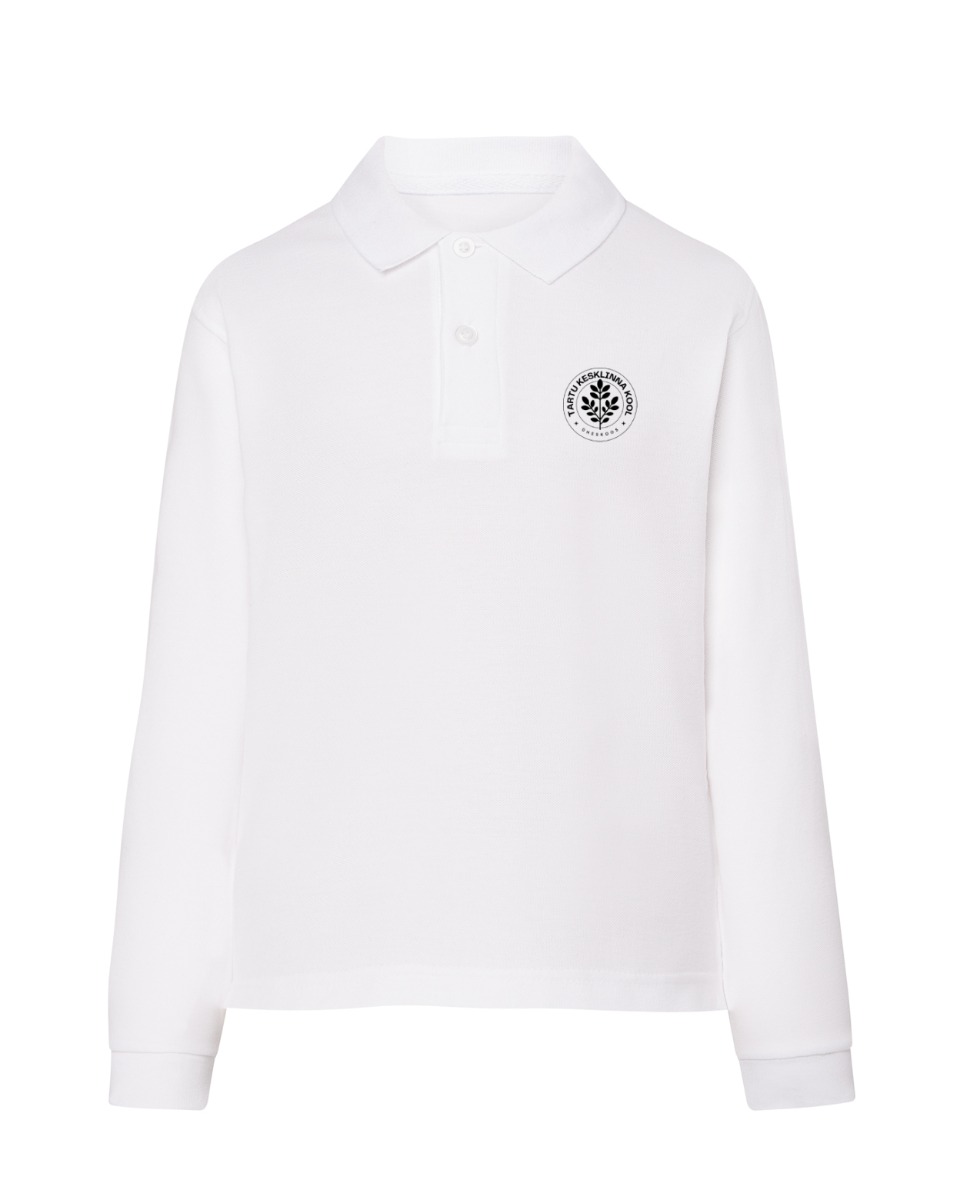 Laste pikkade varrukatega polosärk, valge